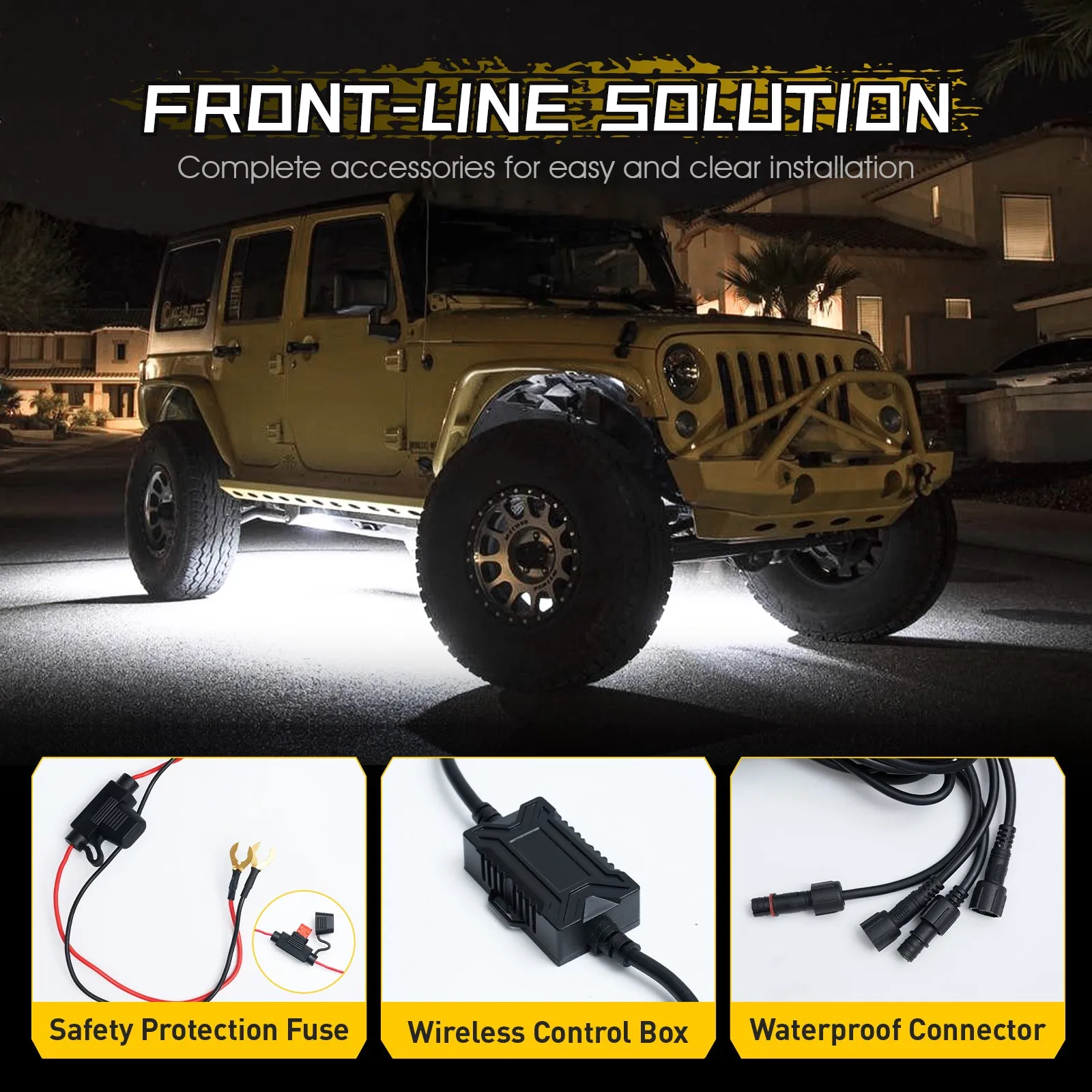Rock Series | LED Rock Lights Kit White Light Flood Beam (4 Pods/8 Pods Set)