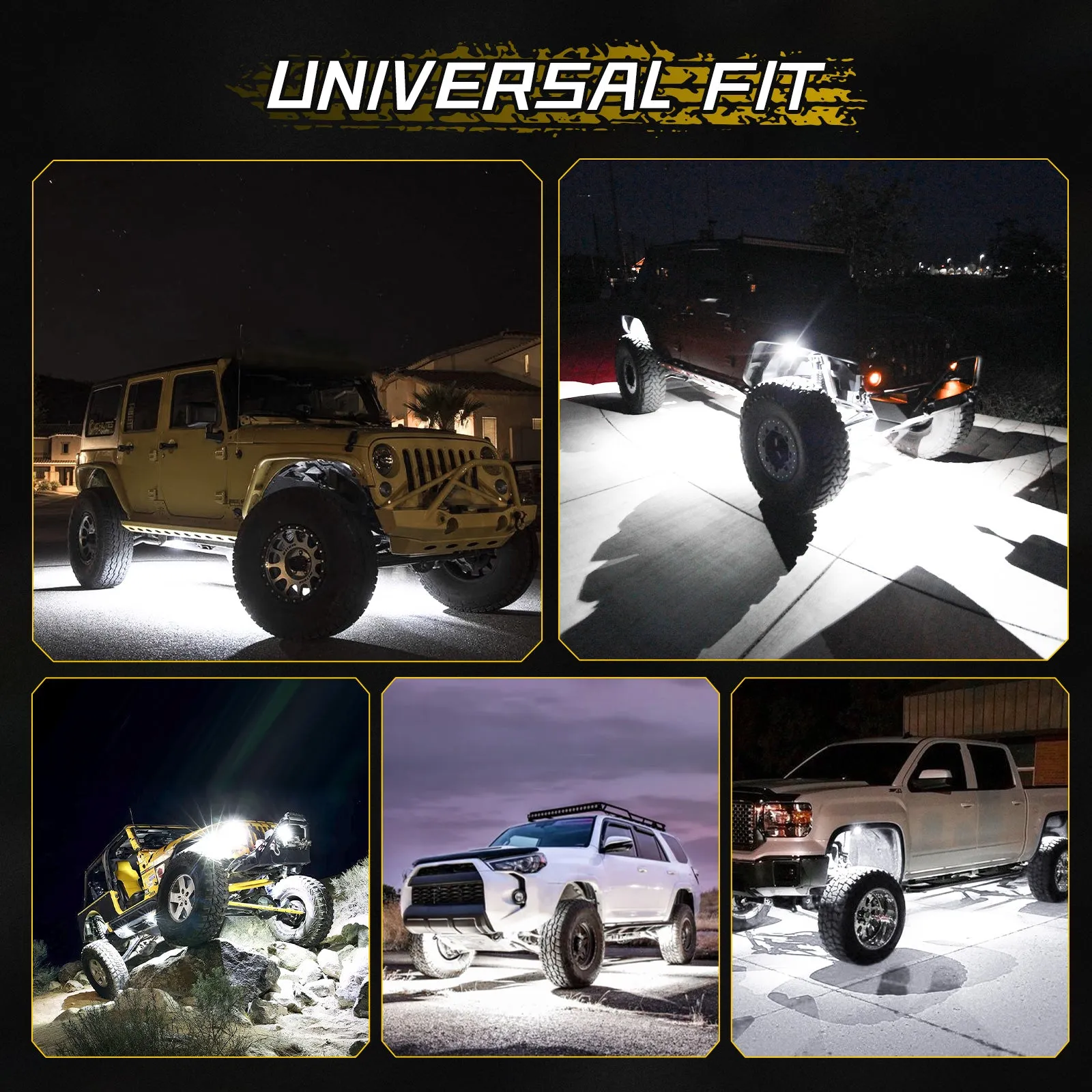 Rock Series | LED Rock Lights Kit White Light Flood Beam (4 Pods/8 Pods Set)