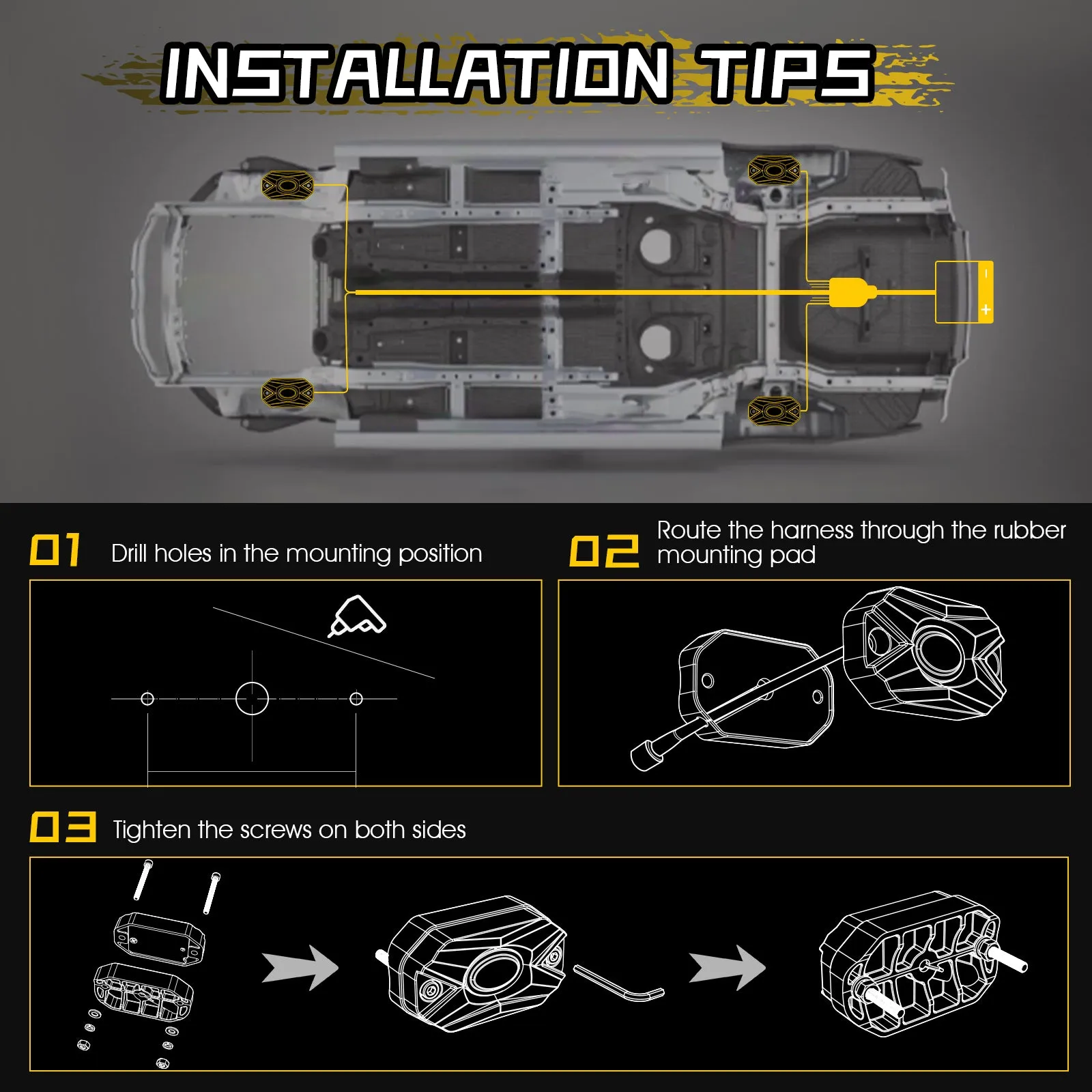 Rock Series | LED Rock Lights Kit White Light Flood Beam (4 Pods/8 Pods Set)