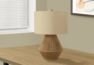 Rustic Glow: 22"H Table Lamp - Brown Rope & Beige Shade