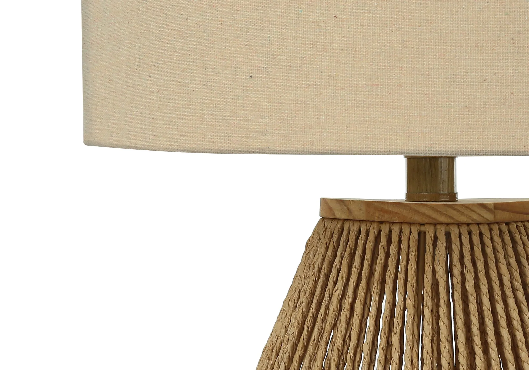 Rustic Glow: 22"H Table Lamp - Brown Rope & Beige Shade