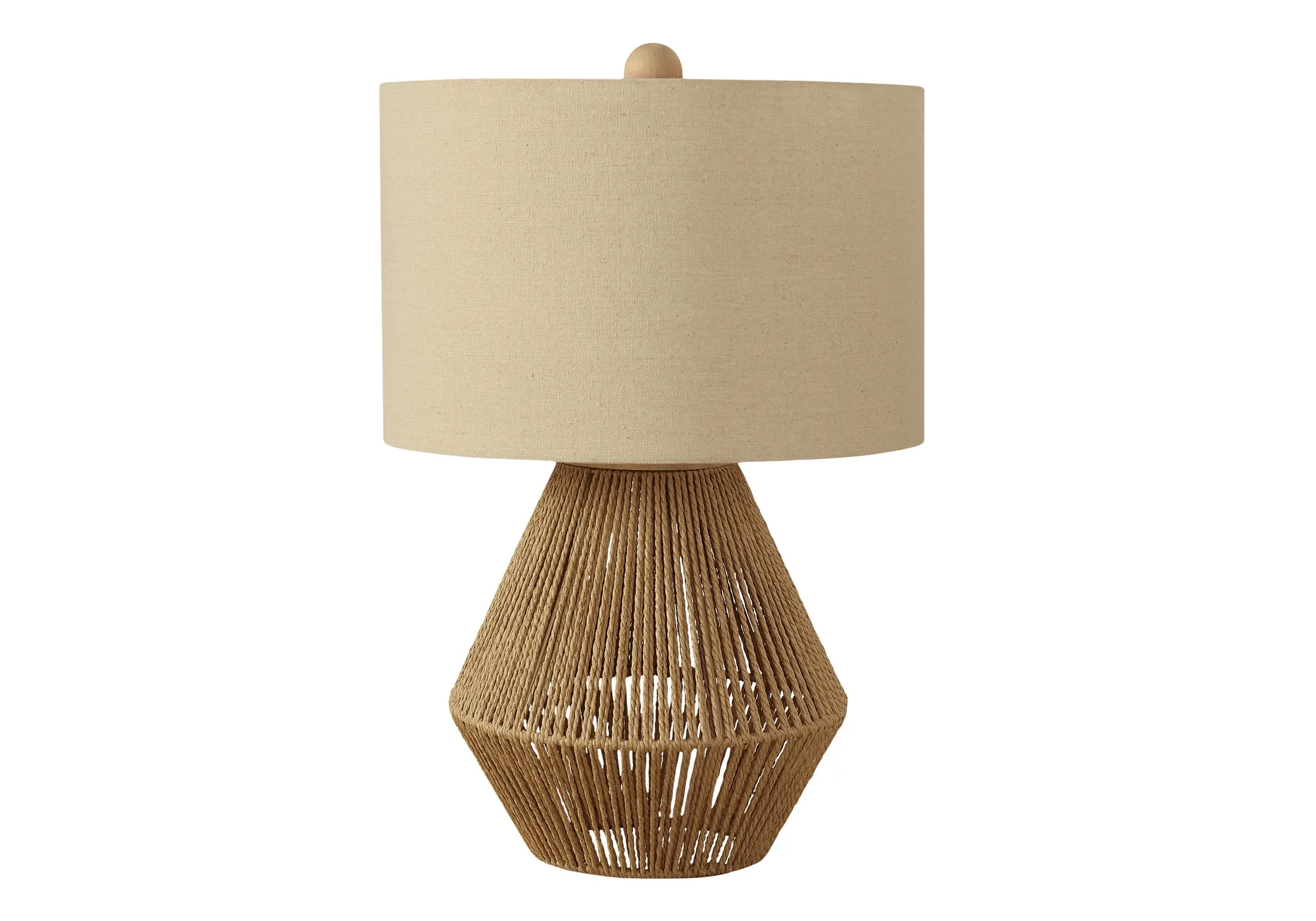 Rustic Glow: 22"H Table Lamp - Brown Rope & Beige Shade
