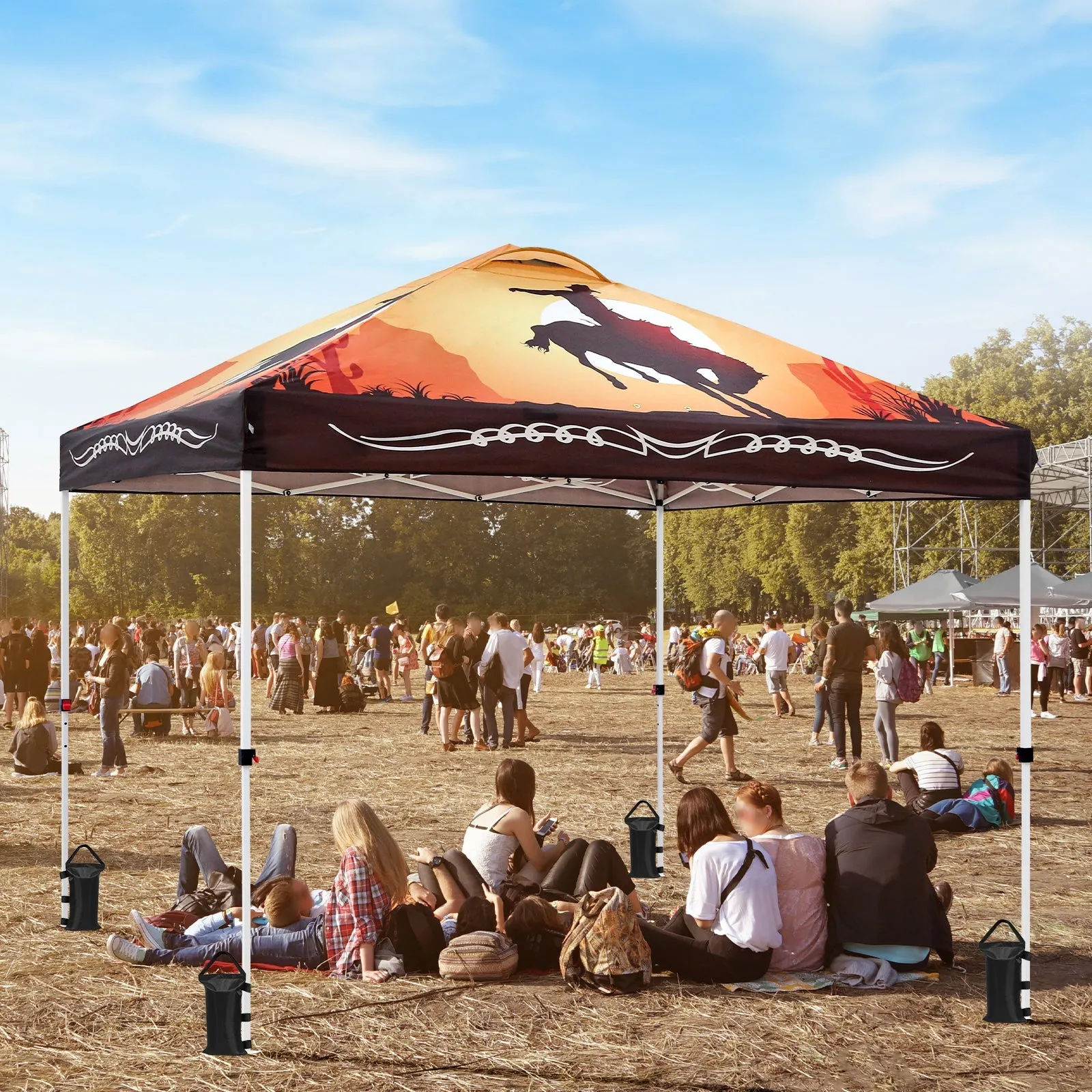 SHADE GRAPHiX Easy Setup 10x10 Pop Up Canopy Tent with Digital Printed Cowboy